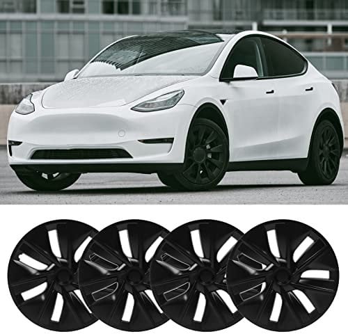 19-Zoll-Radabdeckungen für 2020-2022 Model Y-Felgen, 4er-Set, 19-Zoll-Mattschwarz-ABS-Rost-Radnabenkappen, Ersatz-Radnabenkappen, Felgenschutzabdeckung für Modell Y