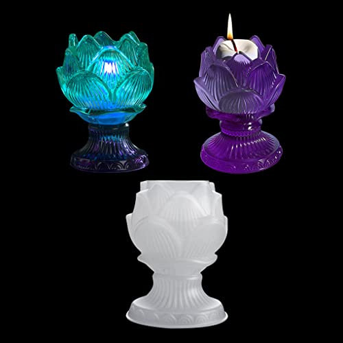FineInno Kerzenhalter Silikonform Lotus Teelichthalter Gießform Harz Form Kerzenständer Epoxidharz Formen für Haus Dekoration DIY Schmuck Aufbewahrungsbox (B)