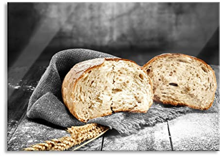 Pixxprint Quadro in vetro | Murale in vero vetro | Buon pane agricolo | 60 x 40 cm | con sospensione e distanziatore