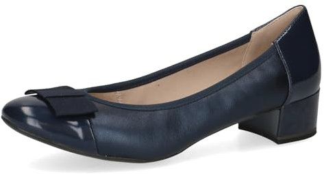 CAPRICE Damen Pumps Lack mit Blockabsatz, Blau (Navy Comb), 38 EU