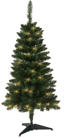 Vorbeleuchteter künstlicher Weihnachtsbaum 120 cm, batteriebetriebener Desktop-Weihnachtsbaum mit 70 LEDs und 210 Zweigspitzen, Mini-Weihnachtsbaumdekoration für drinnen und draußen