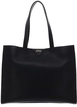 Tommy Hilfiger Leder Schultertasche Pushlock Leather Tote Black schwarz