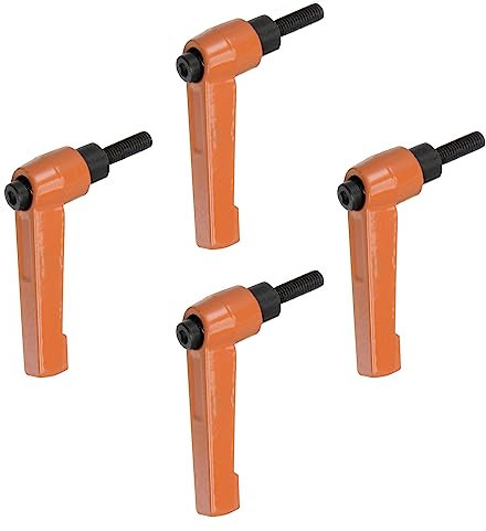 QUARKZMAN 4 Stück Klemmhebel Griff M5 x 16mm Außengewinde Schrauben Spritzbeschichter Kohlenstoffstahl Verstellbare Handgriffe Spannhebel Befestigung für Werkzeugmaschinen Geräte, Orange