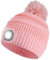 Shedoo LED Mütze mit Licht Damen, Wiederaufladbare USB Damen Strickmütze mit 4 LED Licht, LED Beanie Beleuchtete Wintermütze, Warme Stirnlampe Mütze für Joggen, Wandern, Laufen, Radfahren - Rosa