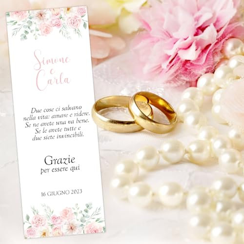CORMAR SEGNAPOSTO BOMBONIERA BIGLIETTINO MATRIMONIO PERSONALIZZATO CON FRASE A TUA SCELTA 60 PEZZI (2)
