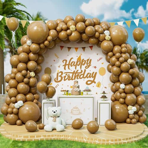 Roxistar Luftballons Braun, 143 Stück 5-18 Zoll Kaffee Helium Latex Ballon Kit für Kinder Deko Geburtstag Babyparty Hochzeit Taufe Dekorationen