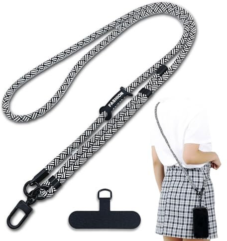 xiaoxiaozhijia Cordon para Móvil Universal,Colgar Movil Cuello Ajustable,Colgante para Movil Extraíble,Apto para Todas Las Fundas de Móvil(Patrón en Y Blanco y Negro)