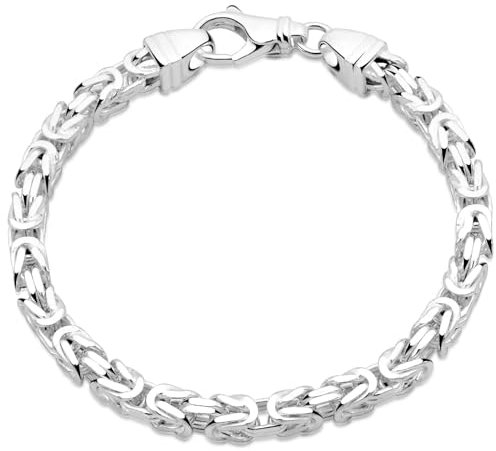 Königsarmband 5mm 925er Silber Hochglanzpoliert Diamantiert für Damen und Herren