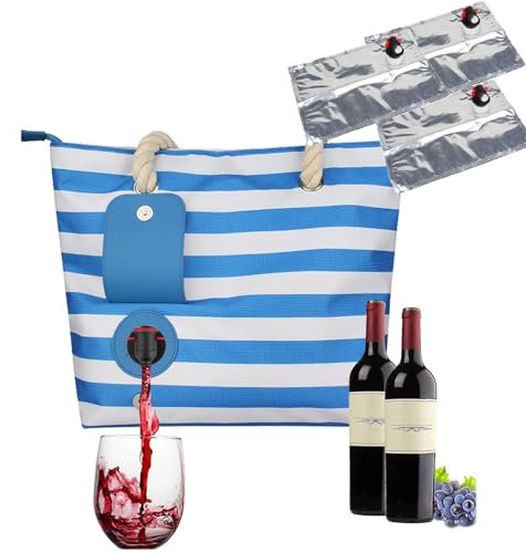 YCYATS Weintasche Mit Zapfhahn, Weinhandtasche Mit Zapfhahn Schwarz, Outdoor-tragbare Auslaufsicherem und Wärmedämmsack, Tasche Mit Verstecktem Spender (Blue)