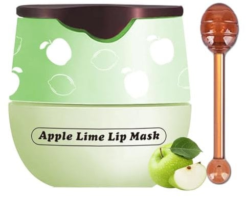 Bee Balm Lip Balm Honey Pot Lip Mask Apple Lip Sleeping Mask Propolis Moisturizing Lip Mask Day and Night Repair Long Lasting Hydrating Lip Cream For Dry Chapped Peeling Cracked Lips(Apple Lemon)