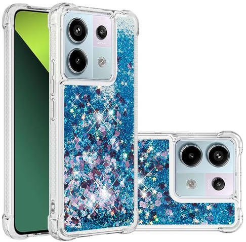 QIWEIQING Hülle Kompatibel mit Xiaomi Redmi Note 13 5G Schutzhülle mit Flüssig Glitzer, Handyhülle mit Glitter Flüssigkeit, TPU Silikon Flexibel Schutzhülle für Redmi Note 13 5G.Blue YBL