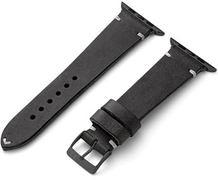 MANUFAKTURWERK Armband ST. Pauli | kompatibel mit Apple Watch 1-9, SE | Leder | für Damen und Herren | Sport | Schwarz, Größe:M (Standard). 38 mm / 40 mm / 41 mm, Farbe:Space Grau Aluminium