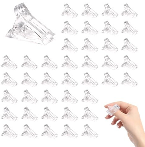 42 Pezzi Clip per Punte per Unghie Trasparenti,Pinze per Ricostruzione Clip per Unghie per Nail Gel Polygel Morsetti Builder Manicure Nail Art Strumento