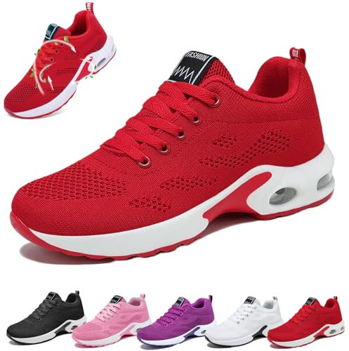 Donubiiu ReckNack- Ergonomischer Schmerzlinderungsschuh, Cloudwalk Schuhe, Orthoback Schuhe Damen, OrthopäDische Schuhe Damen (Rot,42EU)