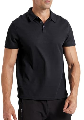 LANBAOSI Polo Shirt Men's Short Sleeve Quick-Drying Breathable Tennis Polo Shirt Men's Summer Sports Golf T-Shirt, black, L