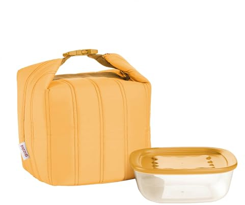 Guzzini - On the Go, Set Borsa Termica Piccola con Contenitore Handy Bio - Giallo Mango, 22x18xh22 cm - 7 Lt - 032915236