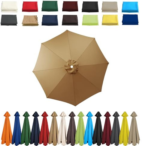 2 m, 2,3 m, 2,5 m, 2,7 m, 3,0 m - Housse de rechange pour parasol de terrasse, 6/8 baleines - Housse en tissu - Auvent de rechange pour parasol déporté, cour, jardin, kaki, 3.0m-8 Streben
