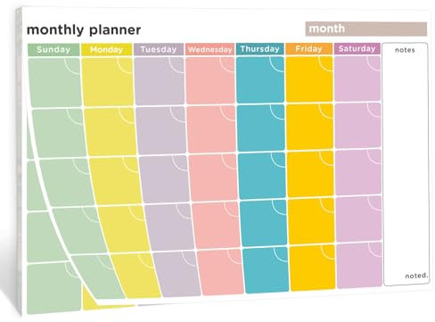 BBRGIRL Monatsplaner-Notizblock – undatierter Monatsplaner mit 52 Blatt, Monatskalender-Notizblock, Schreibtischplaner für Kalender, Planer und Organizer, A4, 20,3 x 27,9 cm, 52 Blatt, bunt