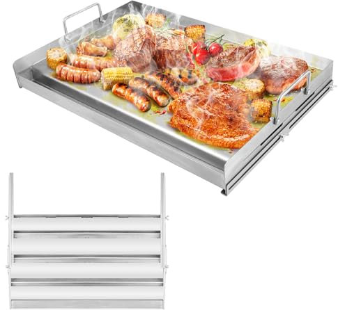 GFTIME Plaques de cuisson universelles 63,4 x 40,8 cm pour barbecues à gaz, barbecues au charbon de bois et barbecues électriques, plancha universelle pour barbecue plat anti-adhésif, grande plancha
