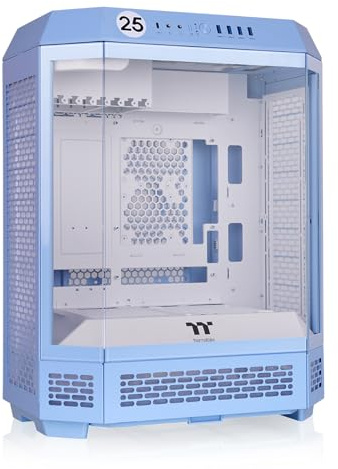 Thermaltake The Tower 600 Hydrangea Blue Mid-Tower ATX Case; 3 Tempered Glass Panels; Hidden-Connector Motherboard Support; Rotational PCI-e Slots; CA-1Z1-00MFWN-00; 3 Year Warranty