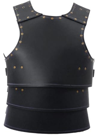 Qianly Ritter Cosplay Brustpanzer Aus Kunstleder mit Schnallen, Schwarz