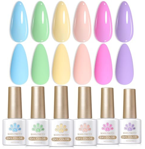 Born Pretty UV Nagellack Pastellfarbene Macarons Bonbons Gel Nagellack Frühling Sommer Nackt Rosa Gelb Lila Blau Grün UV LED Soak off Manicure Gel Lacquer Varnish