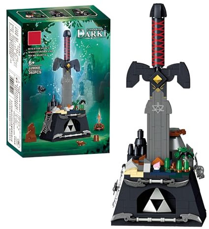 SymGrpu Das dunkle Link-Schwert Bausteine Bausatz, 392 PCS Legende Schwert Klemmbausteine Kit mit Basis, Waffen Modell Spielzeug Geschenke für Jungen Mädchen Kinder ab 6 Jahren