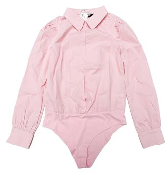 Allegra K Donna Camicia Body Per Top A Maniche Lunghe Business Con Colletto Abbottonato Monopezzi Shirt da Ufficio da Lavoro Rosa L