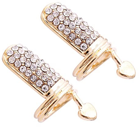 HONMEET 2pcs Fashion Nail Ring for Women Knuckle Rings Rhinestones Nail Art Decoration