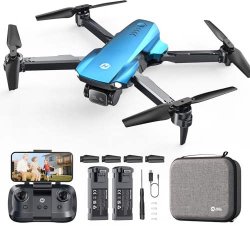 Holy Stone HS290 Faltbare Drohne mit 1080P HD FPV-Kamera für Anfänger, RC-Quadcopter mit optischem Fluss, 3 Geschwindigkeitsmodi, 2 modulare Akkus, Geschenkspielzeug für Jungen und Mädchen, Blau