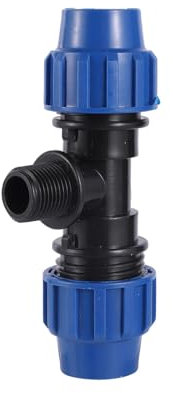 Raccordi for Tubi di Collegamento PE da 1 Pezzo, 20 mm, 25 mm, for Tubi Filettatura Maschio da 1/2 a 3/4, Raccordo a T di riduzione.(1/2)
