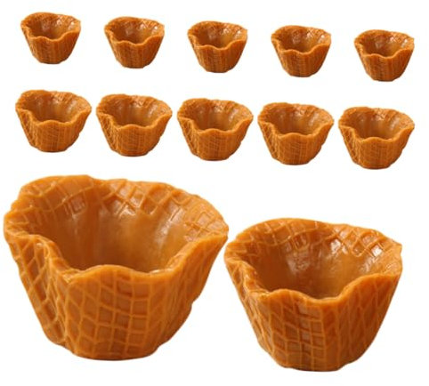 ERINGOGO 12pcs Mini Ice Cream Cone Models Plastic Simulation Ice Cream Cone Toys for Diy Crafting and Decoration, Large and Small Sizes Set