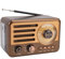 yomoe Radio Portable Rétro Vintage Bluetooth Haut-Parleur Récepteur Radio FM/AM avec Lampe de Poche LED, Prend en Charge la Carte TF, USB, Lecture AUX