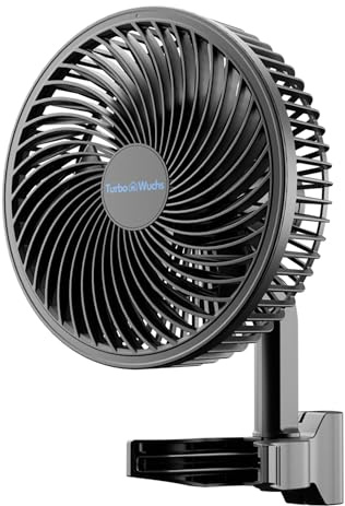 TURBOWUCHS Grow Clip Ventilator Oszillierend Für Growtent – EC-Motor 10-stufige Windmodi & Geschwindigkeiten, Ultra Leise ≤30 DB, IP54, Umluftventilator Für Growzelt & Pflanzenzelt