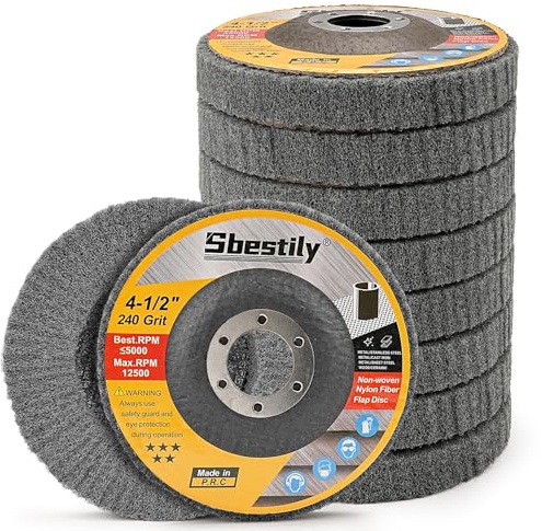 Sbestily 10Pcs 600# Scour Flap Disc 115mm for Metal Polishing Angle Grinder | Polishing wheel for metal & stainless steel. Gently removes paint, rust, weld marks & oxidation, no surface damage.