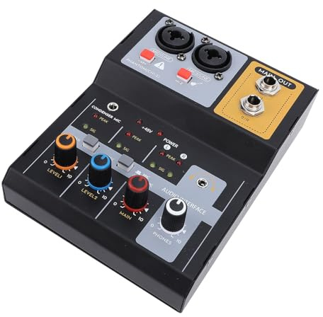 YDuupxe Scheda Audio Console Mixer di Registrazione Mixer Audio di Registrazione a 2, DJ Musica USB MP3 per IOS Android XLR Equalizzatore a 3 Bande Sbilanciato