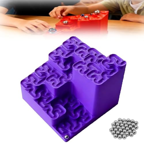 3D-gedruckte Murmelbahn mit Hilbert-Kurve, endloses Schleifen-Fraktallabyrinth mit Stahlkugeln, fraktales Mathe-Schreibtischspielzeug und kinetische Kunst, entspannender Stressabbau und (Purple*1)