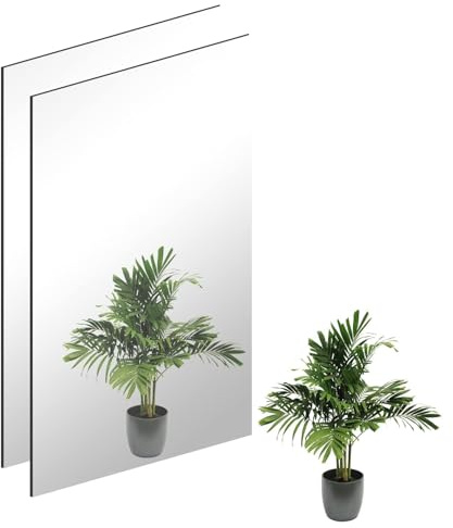 TSKDKIT 2 Stück HD Wandspiegel Selbstklebender Glasspiegel 40 x 30cm | Dekorative Wandspiegel Rahmenlos Spiegel Groß für Gäste WC, Badzimmer, Ankleidezimmer, Wohnzimmer etc