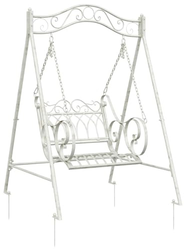 vidaXL Schaukelbank Stahl 113 x 121,5 x 168 cm Antik Weiß