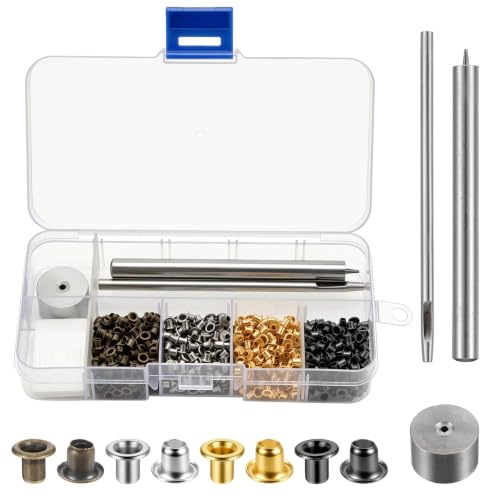800 Stück Ösen Set, 2 Mm Metallösen, Inklusive 3-Kleine Oesen Befestigungswerkzeug und Aufbewahrungsbox, Ösenzange Set für Schuhe, Kleidung, Stoff, Leder, Taschen