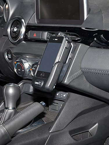 KUDA Handyhalterung passend für FIAT Spider 124 ab 2016 - Telefonkonsole für Smartphones, Handys, Navi und mehr – Kunstlederkonsole, schwarz, 2555