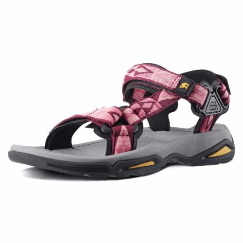 CAMEL CROWN Damen Bequeme Outdoor Wasser Wandern Sandalen für mit Bogen Unterstützung Open-Toe wasserdichte Sport-Strand-Sandelholz rot 10
