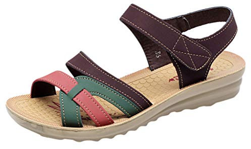 Susenstone Femmes Sandales Compensees Ete Enceinte Pas Cher Confortables Mode Casual Grand Taille Fond Mou AntidéRapant Grand Taille Chaussure