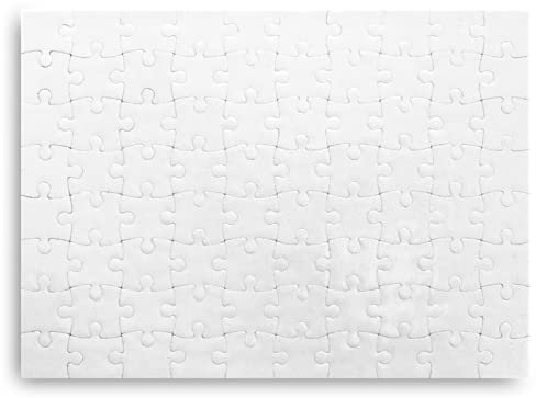 Weißes Blanko-Puzzle selbst gestalten und bemalen - Leeres Puzzle mit 63 Teilen, 18 x 13 cm - Glänzende Oberfläche mit Glitzerpartikeln
