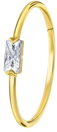 Lucardi - Damen Ring - Rechteckig - Schmuck - Geschenke für Frauen - Silber-Gold