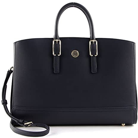 Tommy Hilfiger Damen Handtasche Tasche Henkeltasche Honey Workbag Blau