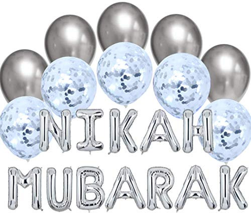 Peacock Supplies - Ballonbündel - Nikah Mubarak - Silber