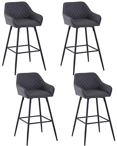 JaHECOME Barhocker Tresenhocker Bistrohocker 4er Set PU-Bezug Barstühle mit Armlehne, modischer Hocker mit schwarzen Metallbeine für Küche, Bistro und Counter (PU, 4)