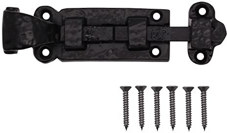 Black Antique Bolt for Doors Gates Sheds Bathrooms Scroll Work Tudor Design Straight 4 Inch