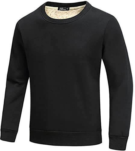 Jamron Herren Winter Warme Rundhalsausschnitt Sherpa Fleece Gefütterte Pullover Tops Sweatshirts Schwarz S